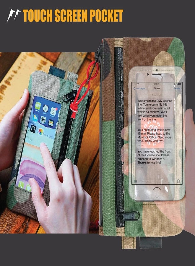 RE ROUGH ENOUGH Rough Enough Passport Wallet for Men Women Holder Cell Phone Purse Pouch with Wrist Lanyard Keychain Travel Vacation Green Camo Cordura - Image 3