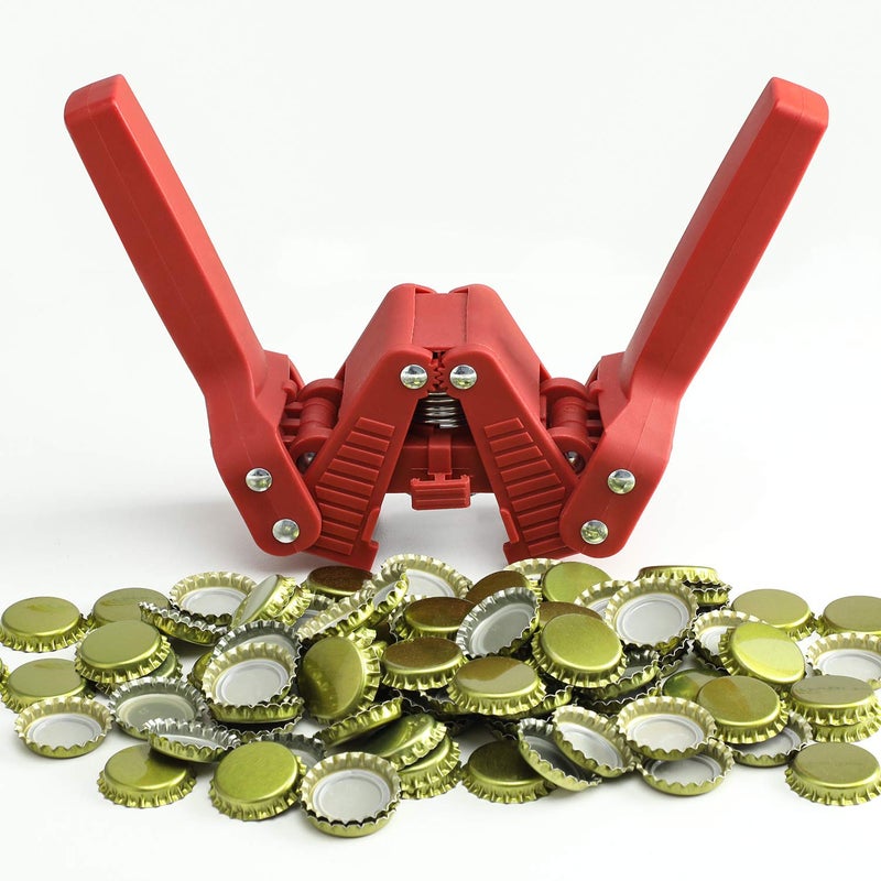 Brewland Beer Bottle Capper and Caps Kit, Crown Bottle Cappers Tool With Magnet for Bottle Capping, Red Baron Home Brew Hand Bottles Capper with 150 Crown Caps for Bottling (Beer Bottle Capper) - Image 1