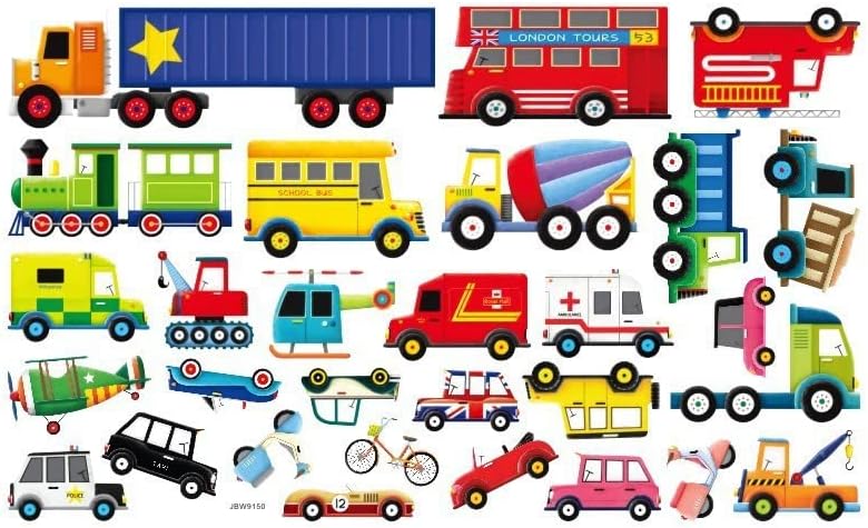 cheekyglo Cartoon Toy Car Wall Stickers Vehicles Children's Room Bedroom Wall Background Decoration Stickers - Image 1