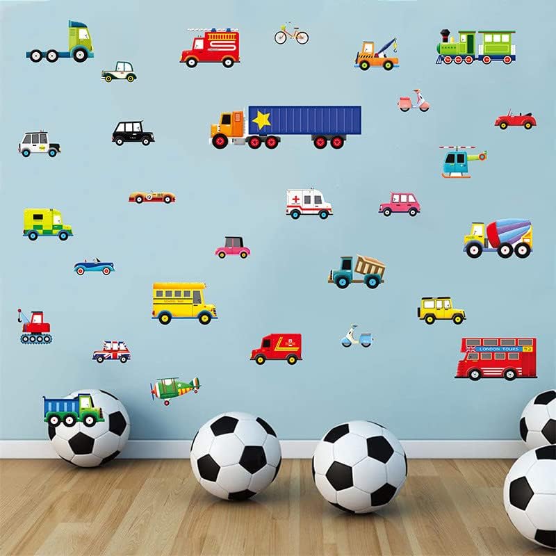 cheekyglo Cartoon Toy Car Wall Stickers Vehicles Children's Room Bedroom Wall Background Decoration Stickers - Image 4