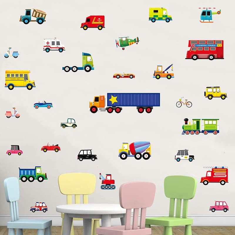 cheekyglo Cartoon Toy Car Wall Stickers Vehicles Children's Room Bedroom Wall Background Decoration Stickers - Image 3