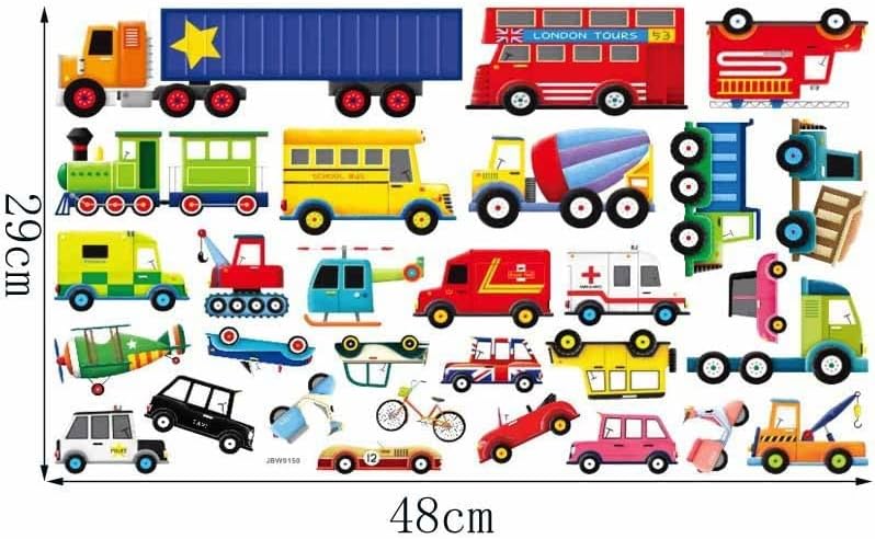 cheekyglo Cartoon Toy Car Wall Stickers Vehicles Children's Room Bedroom Wall Background Decoration Stickers - Image 5