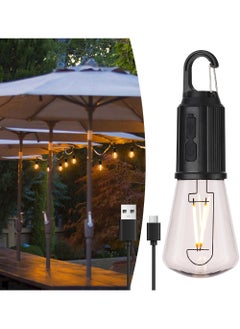 Rock Pow Battery Operated Rechargeable LED Lights Bulbs 2w 2700k Soft White,3 Light Modes with Hook for Outdoor Umbrella Lights,Patio,Waterproof Portable Cordless Light Bulb 1 Pack  - Image 1