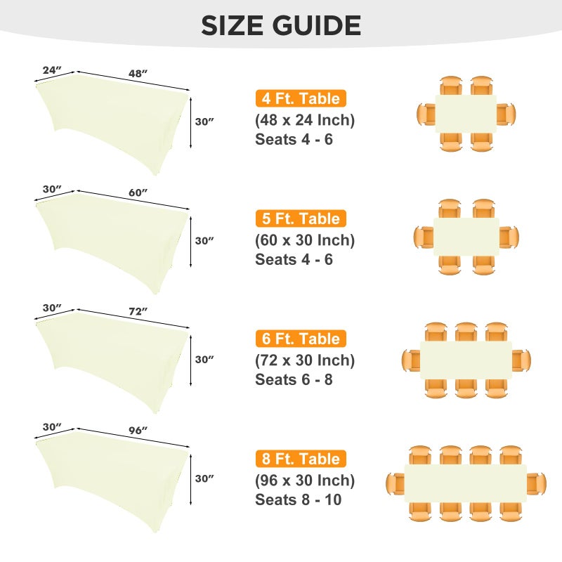 SEPARO حزمة الفصل 2 6 أقدام شاحبة صفراء دنة غطاء طاولة المائدة مستطيلة مستطيلات القماش القابل للتمديد ليكرا طاولة القماش 6 أقدام خالية من التجاعيد لحفلات الحفلات حفلات الزفاف المأدبة كوكتيل - Image 4