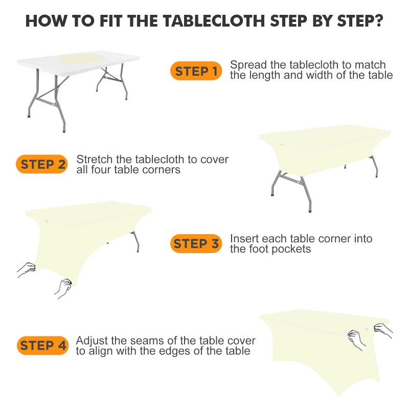 SEPARO حزمة الفصل 2 6 أقدام شاحبة صفراء دنة غطاء طاولة المائدة مستطيلة مستطيلات القماش القابل للتمديد ليكرا طاولة القماش 6 أقدام خالية من التجاعيد لحفلات الحفلات حفلات الزفاف المأدبة كوكتيل - Image 3