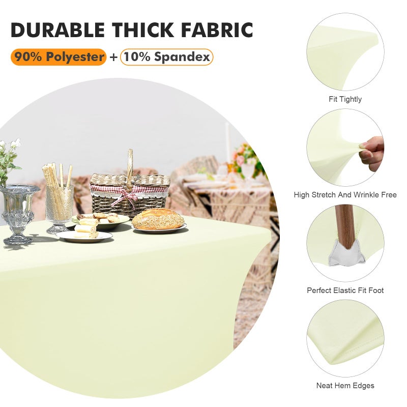 SEPARO حزمة الفصل 2 6 أقدام شاحبة صفراء دنة غطاء طاولة المائدة مستطيلة مستطيلات القماش القابل للتمديد ليكرا طاولة القماش 6 أقدام خالية من التجاعيد لحفلات الحفلات حفلات الزفاف المأدبة كوكتيل - Image 2
