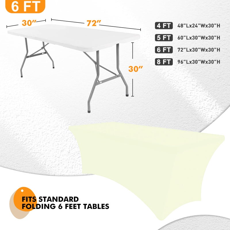 SEPARO حزمة الفصل 2 6 أقدام شاحبة صفراء دنة غطاء طاولة المائدة مستطيلة مستطيلات القماش القابل للتمديد ليكرا طاولة القماش 6 أقدام خالية من التجاعيد لحفلات الحفلات حفلات الزفاف المأدبة كوكتيل - Image 1