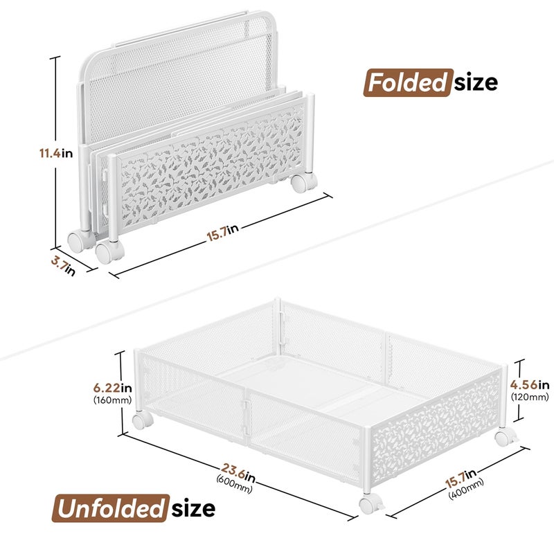 PHINOX Under Bed Storage, Under the Bed Storage Containers with Wheels, Under Bed Shoe Storage Organizer Drawer for Bedroom Clothes Shoes Blankets -2Pack - Image 3