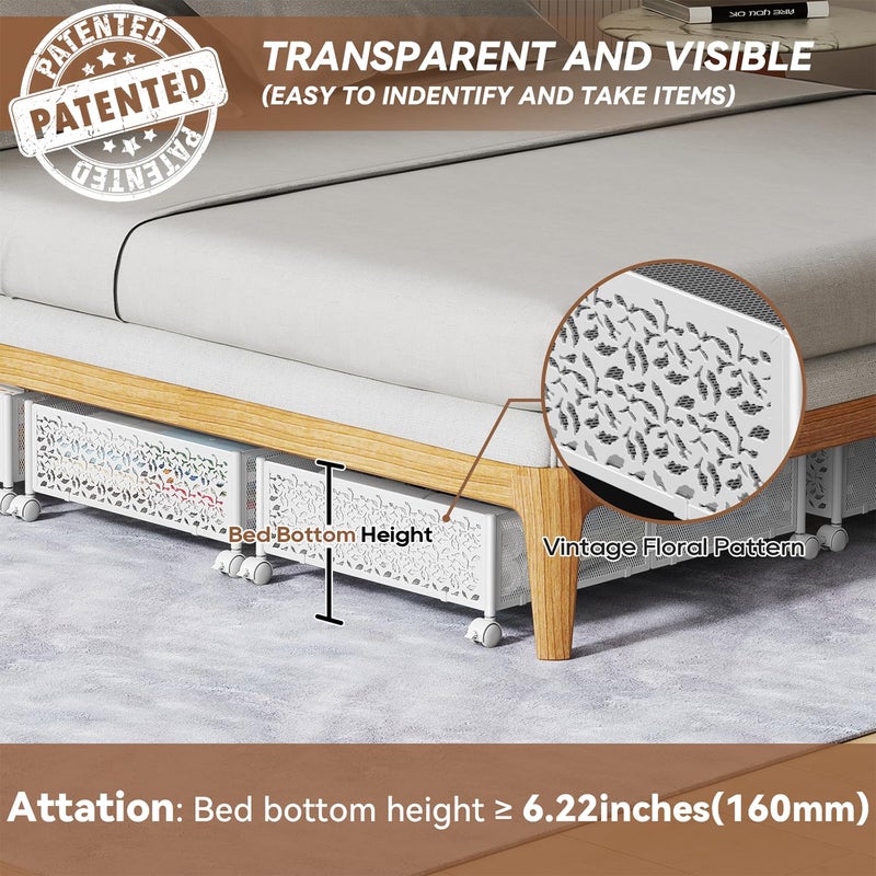 PHINOX Under Bed Storage, Under the Bed Storage Containers with Wheels, Under Bed Shoe Storage Organizer Drawer for Bedroom Clothes Shoes Blankets -2Pack - Image 5