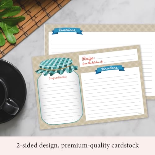 Neatz Mason Jar Recipe Cards - 50 Double Sided Cards, 4x6 inches. Thick Card Stock - Image 5