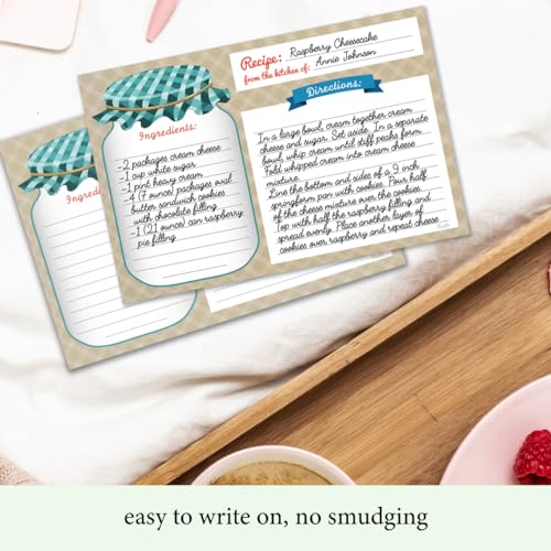 Neatz Mason Jar Recipe Cards - 50 Double Sided Cards, 4x6 inches. Thick Card Stock - Image 2