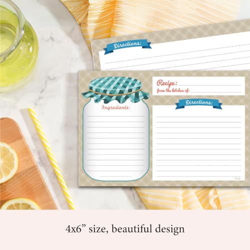 Neatz Mason Jar Recipe Cards - 50 Double Sided Cards, 4x6 inches. Thick Card Stock - Image 4