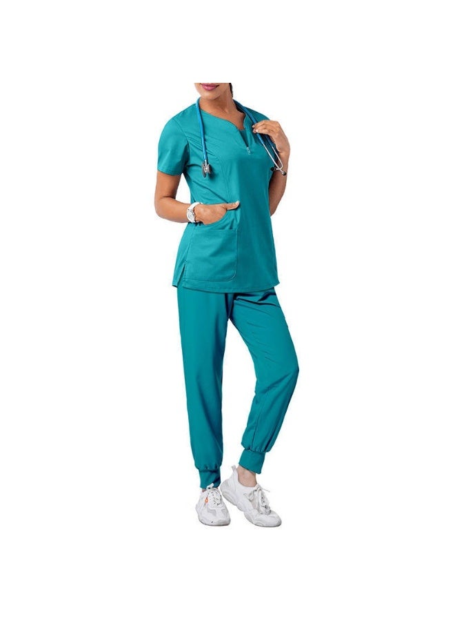 Loquat Womens Medical Scrubs Set Medical Uniform Set Lake Blue - Image 1