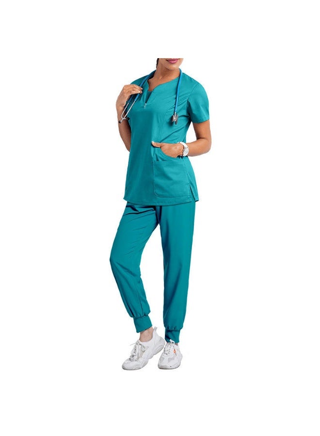 Loquat Womens Medical Scrubs Set Medical Uniform Set Lake Blue - Image 2