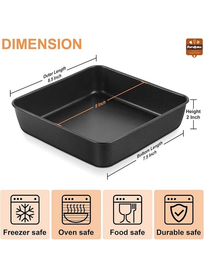 PureBake طقم قوالب كيك مربع من بيور بيك - 2 قطعة | صينية كيك مربعة | صينية كيك مربعة غير لاصقة 9 بوصة، مجموعة من 2، مجموعة أدوات الخبز من الفولاذ الكربوني - Image 2