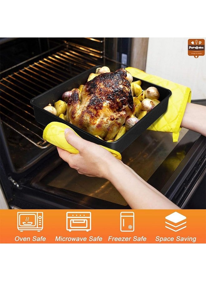 PureBake طقم قوالب كيك مربع من بيور بيك - 2 قطعة | صينية كيك مربعة | صينية كيك مربعة غير لاصقة 9 بوصة، مجموعة من 2، مجموعة أدوات الخبز من الفولاذ الكربوني - Image 4