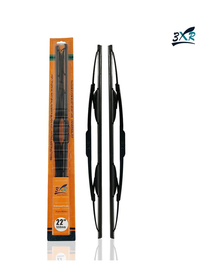 3XR - 3XR 2 Pcs Set Car Wiper Blades 22" 550mm Professional GradCar Wiper Blades - Image 1