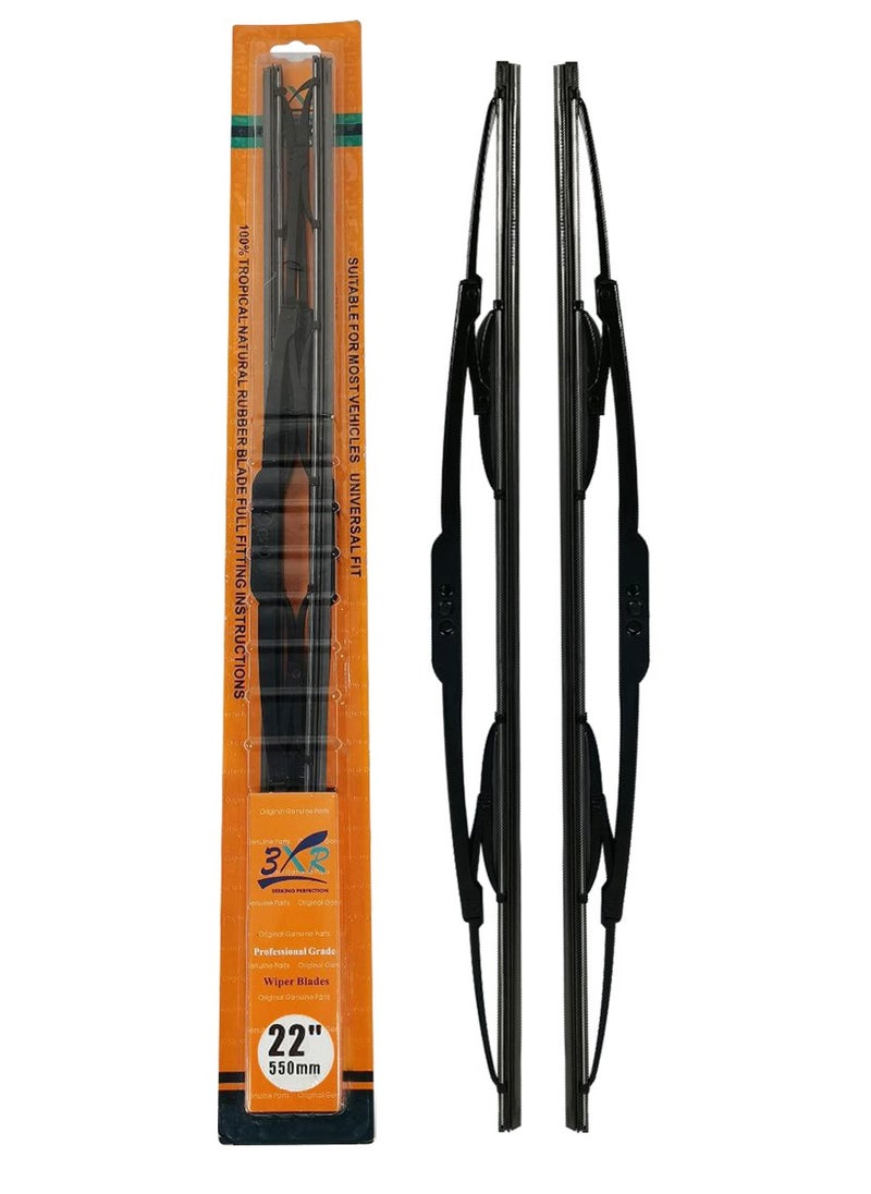 3XR - 3XR 2 Pcs Set Car Wiper Blades 22" 550mm Professional GradCar Wiper Blades - Image 1