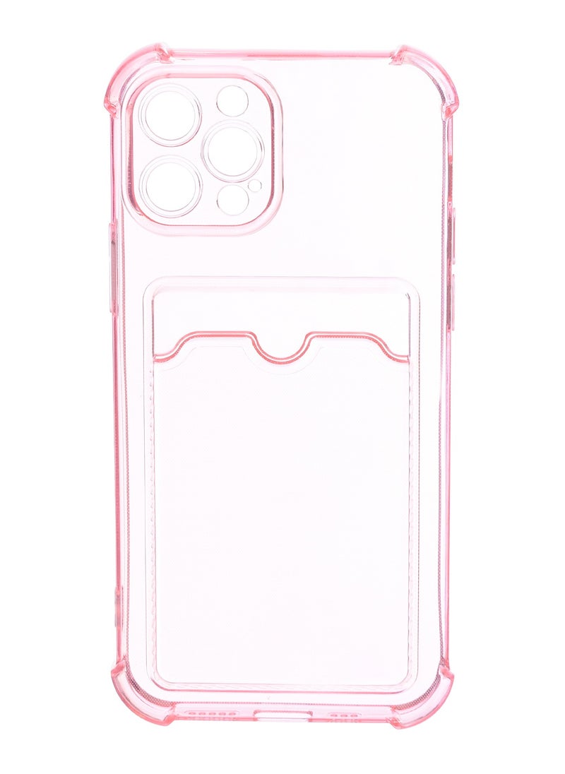 Generic - Silicone Back Phone Protection Cover With Silicone Pocket And Safety Edges For Iphone 12 Pro 6.1 - Transparent Pink - Image 1