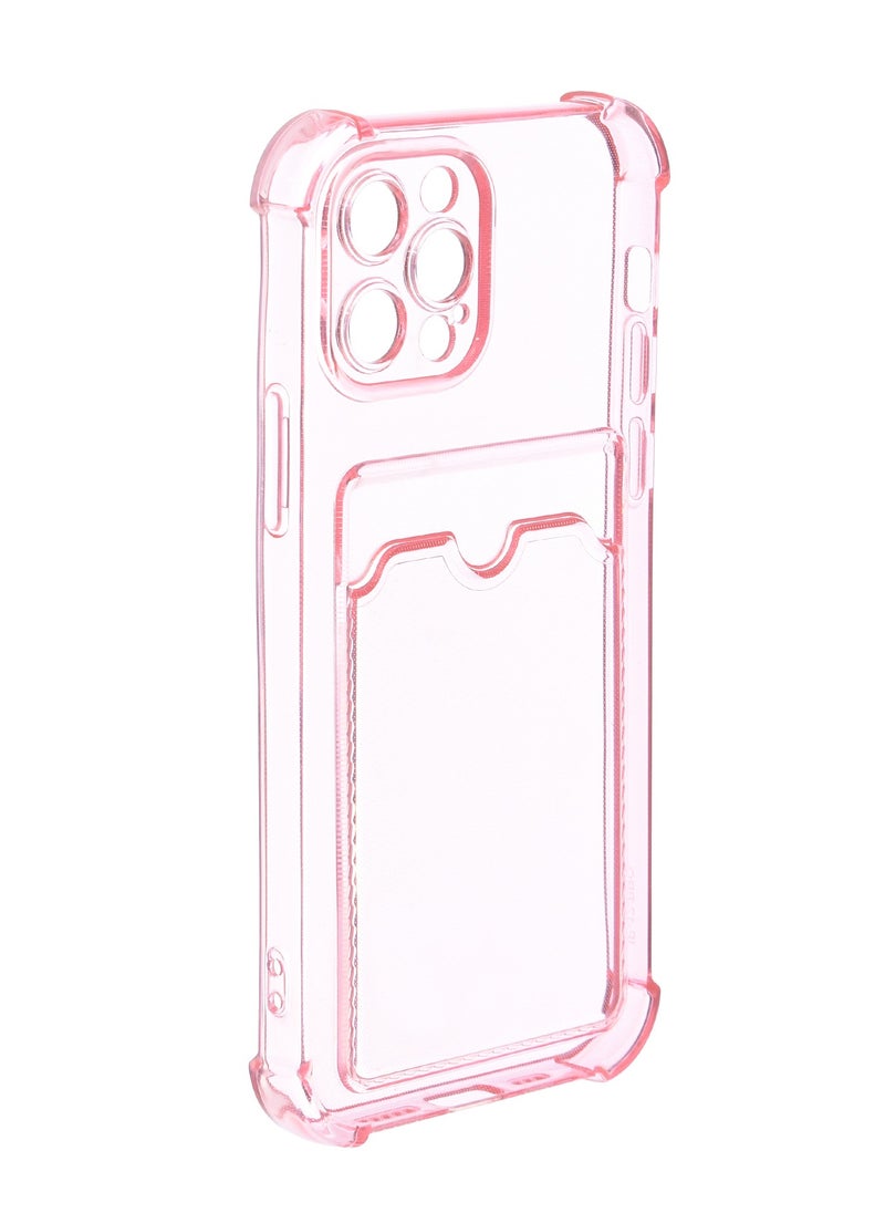 Generic - Silicone Back Phone Protection Cover With Silicone Pocket And Safety Edges For Iphone 12 Pro 6.1 - Transparent Pink - Image 1