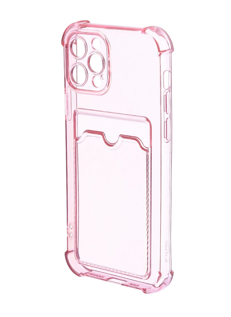 Generic - Silicone Back Phone Protection Cover With Silicone Pocket And Safety Edges For Iphone 12 Pro 6.1 - Transparent Pink - Image 1