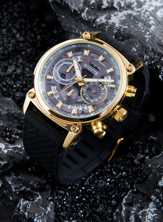 Scotties Scottie men's sports style watch, rubber strap, multi -functional waterproof quartz watch. - Image 3
