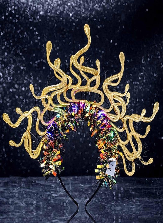 ووي طوق رأس مضيء على شكل ثعبان ميدوسا من Woeoe، طوق رأس متوهج للهالوين، إكسسوارات شعر تنكرية للنساء - Image 2