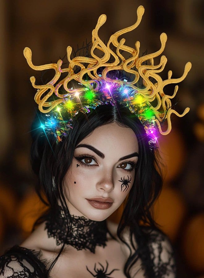 ووي طوق رأس مضيء على شكل ثعبان ميدوسا من Woeoe، طوق رأس متوهج للهالوين، إكسسوارات شعر تنكرية للنساء - Image 5