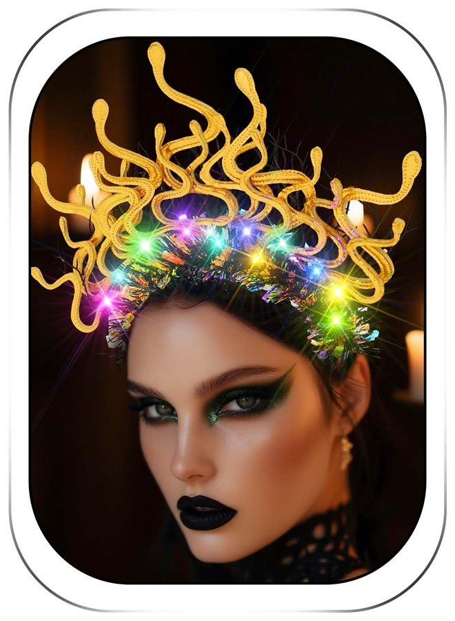 ووي طوق رأس مضيء على شكل ثعبان ميدوسا من Woeoe، طوق رأس متوهج للهالوين، إكسسوارات شعر تنكرية للنساء - Image 1