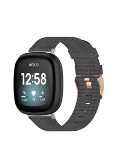 Replacement Strap For Fitbit Versa 3 / Fitbit Sense Nylon Canvas Strip Texture Watch Band, Size: Free Size Dark Gray