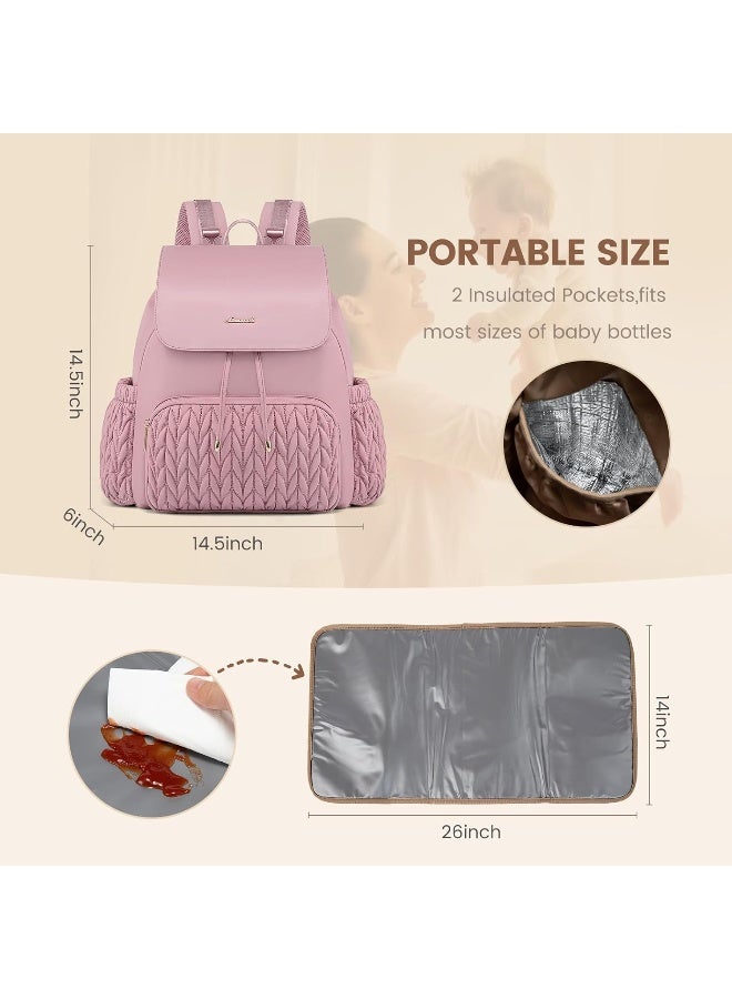 LOVEVOOK Diaper Bag Backpack, Small Baby Bag, Cute Baby Diaper Bag, Stylish Water-Resistant Travel Baby Bag for Mom, Baby Backpack with Changing Pad, Stroller Straps-Pink - Image 5