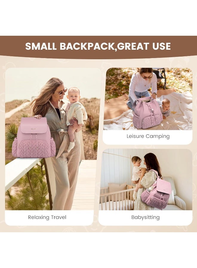 LOVEVOOK Diaper Bag Backpack, Small Baby Bag, Cute Baby Diaper Bag, Stylish Water-Resistant Travel Baby Bag for Mom, Baby Backpack with Changing Pad, Stroller Straps-Pink - Image 4