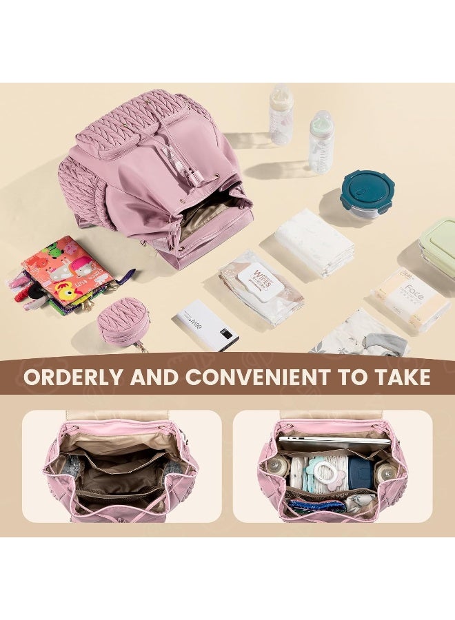 LOVEVOOK Diaper Bag Backpack, Small Baby Bag, Cute Baby Diaper Bag, Stylish Water-Resistant Travel Baby Bag for Mom, Baby Backpack with Changing Pad, Stroller Straps-Pink - Image 2