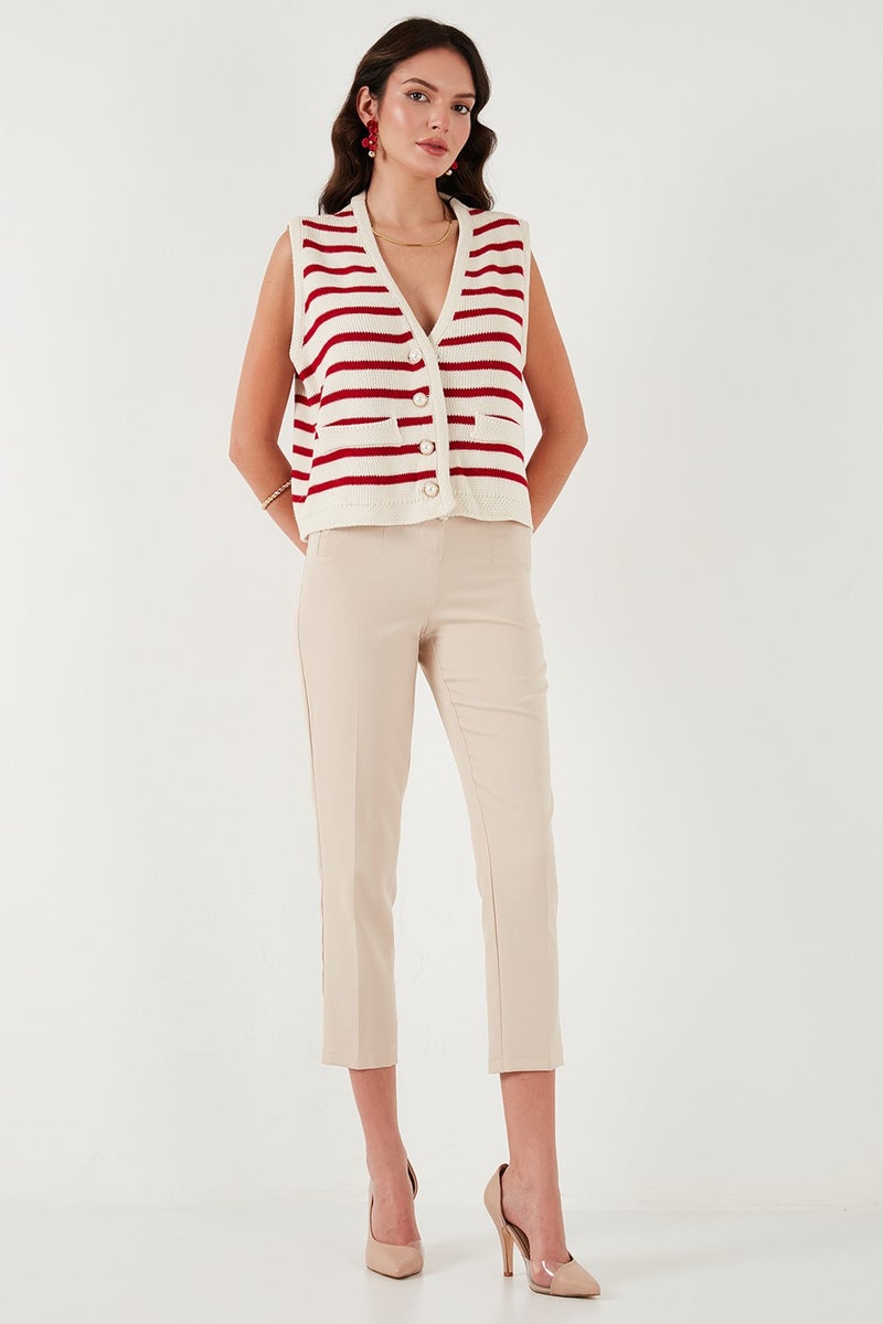 Lela Striped Oversize Fit V Neck Buttoned Vest Women's Vest 4616175  - Image 2