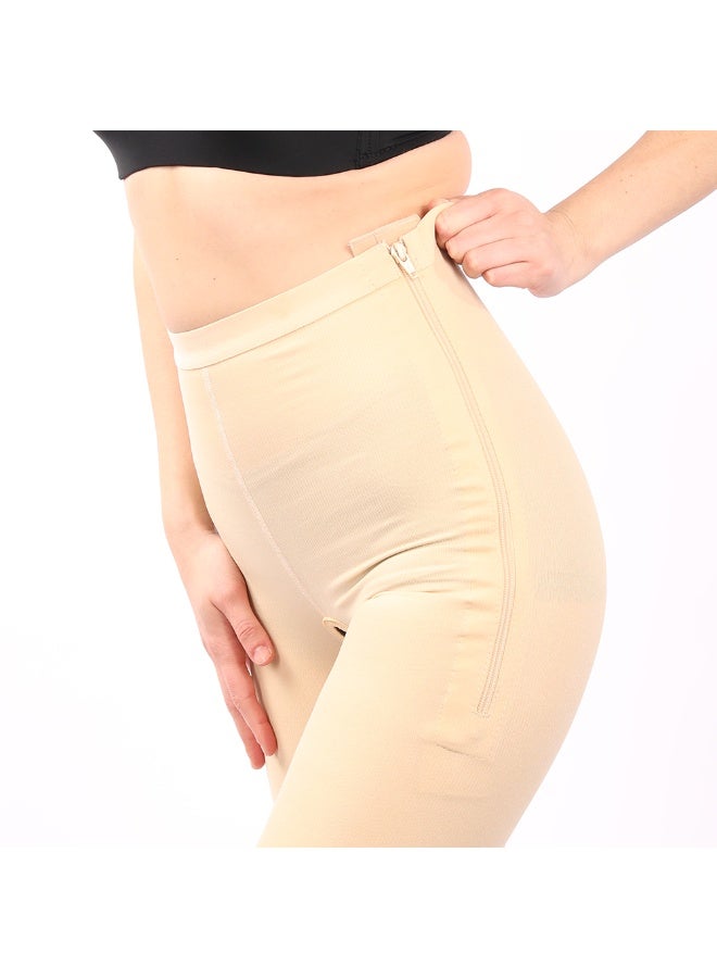 Sedra Shapely High-waisted women's shapewear shorts for slimming and tummy control, medium to high compression thigh shaper with side zipper, comfortable design for everyday wear and under clothing, beige - Image 2
