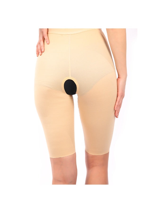 Sedra Shapely High-waisted women's shapewear shorts for slimming and tummy control, medium to high compression thigh shaper with side zipper, comfortable design for everyday wear and under clothing, beige - Image 3