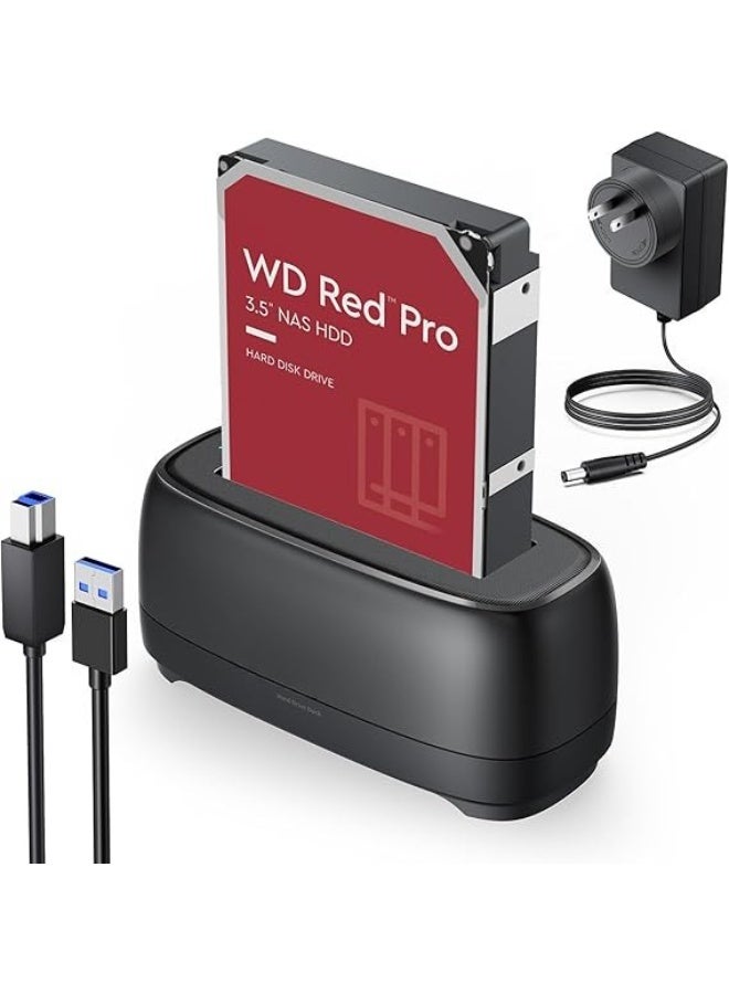 3.5inch Hard Drive Enclosure – USB 3.2 to SATA for 2.5"/3.5" HDD/SSD – Tool-Free External Case with UASP – Supports up to 18TB