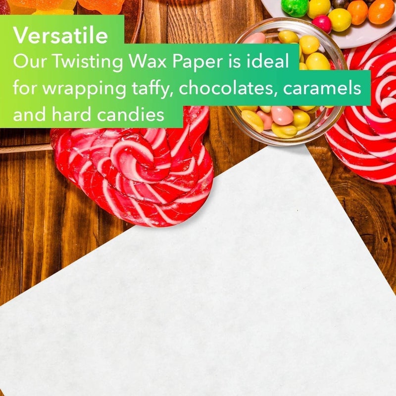 Oasis Supply Twisting Wax Paper Sheets for Food (500)– Rectangle Caramel Wrappers Non Stick –Semi Translucent Confectioners Patty Paper - Image 5