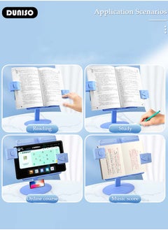 DUNISO حامل كتب للأطفال، حامل كتب للقراءة، رف قراءة قابل للطي، حامل كتب محمول ومشابك ورق الصفحات، حامل كتب طاولة مكتب للأطفال والبنات والأولاد  - Image 2