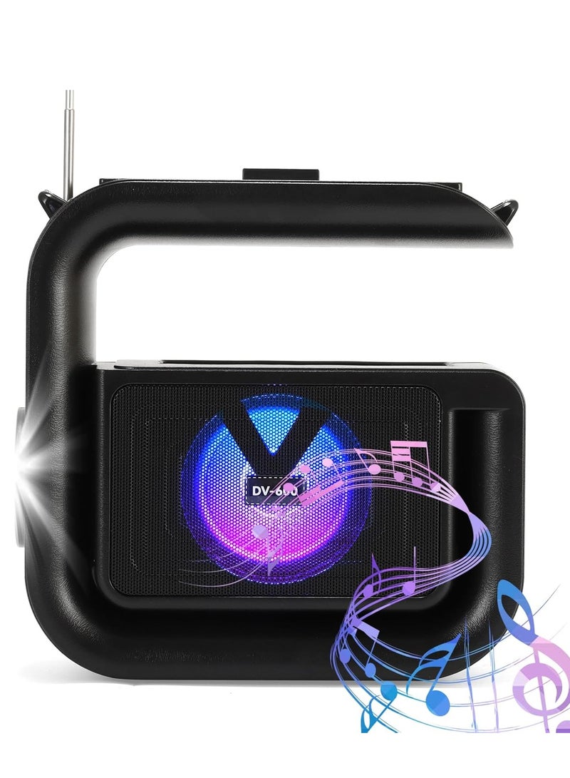 Solar Bluetooth Speaker with Super Bright Torch and FM Radio, Portable Wireless Speaker with Bluetooth 5.3 HD Audio LED Atmosphere Lamp for Camping Hiking Indoor and Outdoor  - Image 2