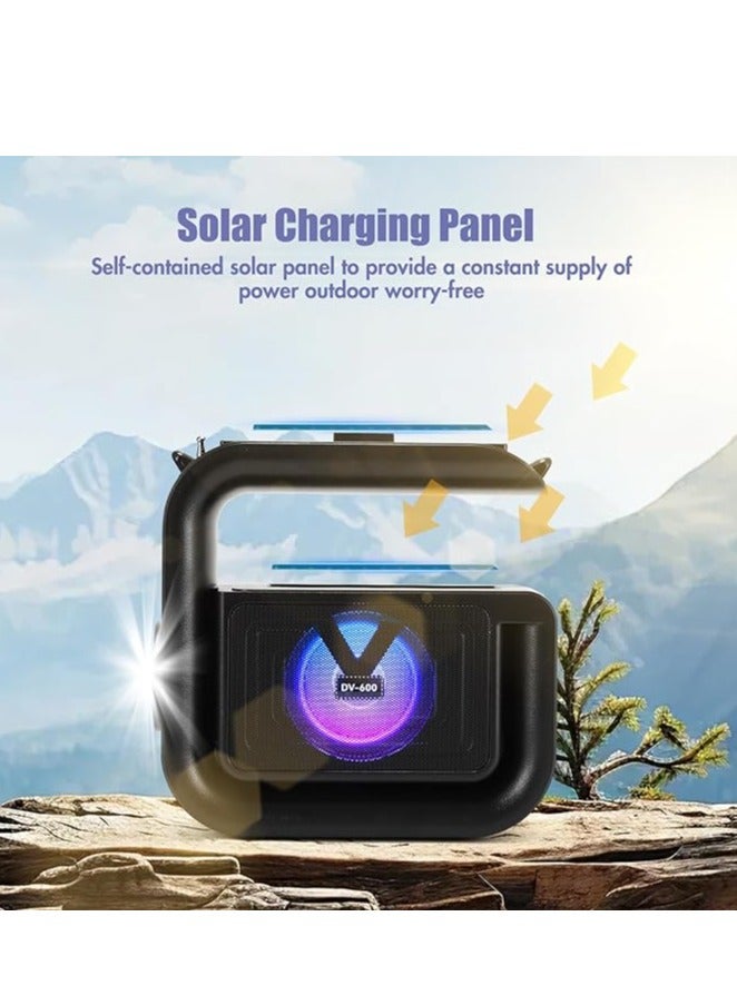 Solar Bluetooth Speaker with Super Bright Torch and FM Radio, Portable Wireless Speaker with Bluetooth 5.3 HD Audio LED Atmosphere Lamp for Camping Hiking Indoor and Outdoor  - Image 3