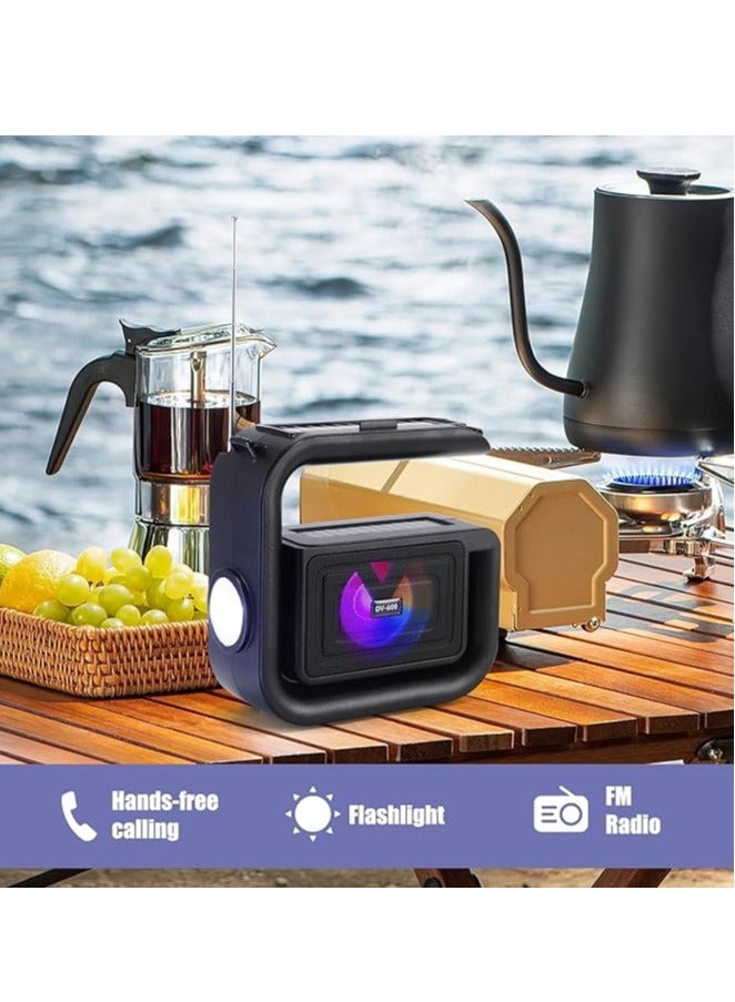 Solar Bluetooth Speaker with Super Bright Torch and FM Radio, Portable Wireless Speaker with Bluetooth 5.3 HD Audio LED Atmosphere Lamp for Camping Hiking Indoor and Outdoor  - Image 4