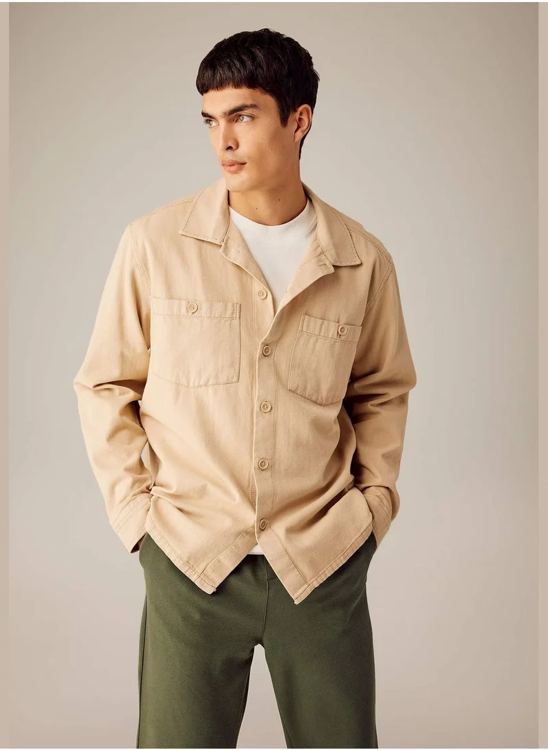 ديفاكتو Man Woven Long Sleeve Shirt