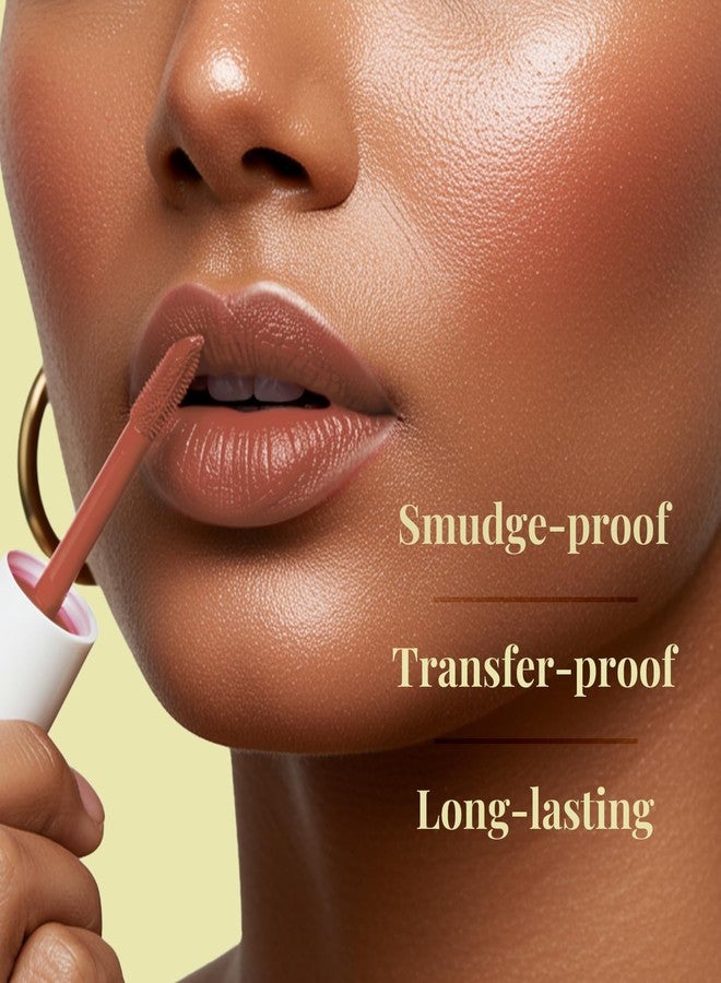 جاست هيربز أحمر شفاه سائل مطفي غني بالأعشاب من جست هيربس | مجموعة من 4 قطع | أحمر شفاه أيورفيدي للنساء | مرطب وخفيف الوزن | يدوم طويلاً (ألوان نيود وبني) - Image 4