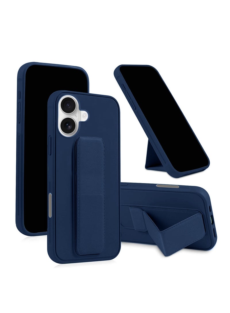 Wtech Apple iPhone 17 5G 2025 Hand Grip Foldable Magnetic Kickstand Wrist Strap Finger Grip with Built-in Iron Case Cover (MCGHSN) - Navy Blue - Image 1