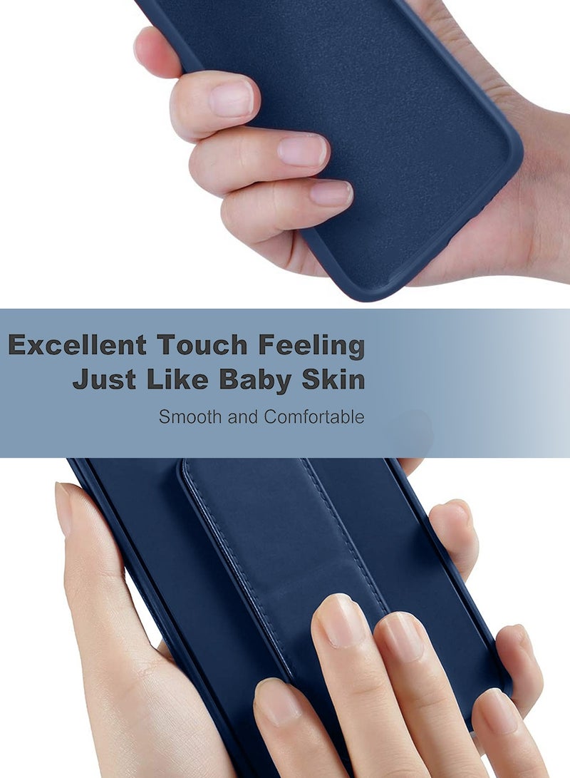 Wtech Apple iPhone 17 5G 2025 Hand Grip Foldable Magnetic Kickstand Wrist Strap Finger Grip with Built-in Iron Case Cover (MCGHSN) - Navy Blue - Image 4