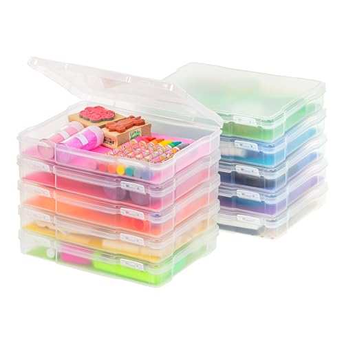 IRIS USA 5 x 7 Photo Storage Box Craft Keeper 10Pack Organization Cases for Pictures Crafts Scrapbooking Stationery Storage Protection and Organization Clear