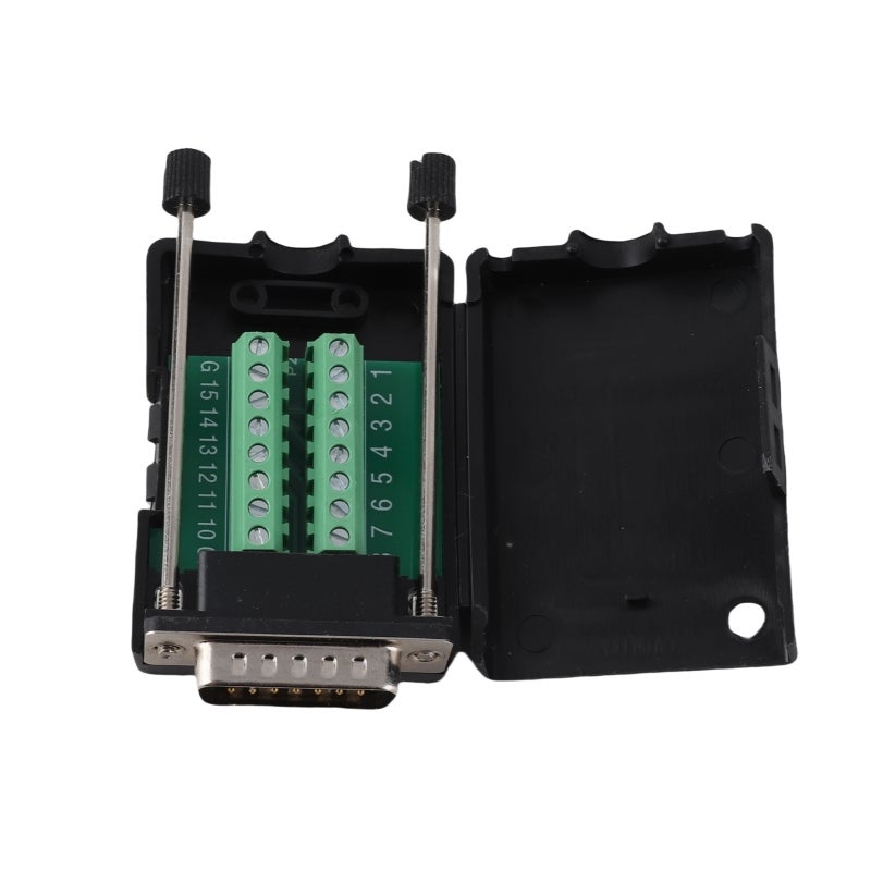 DB15 Connector 15 Pin Male Solderless Brass Nickel Plated Breakout Board - PP Shell for 19AWG Wire - Image 4