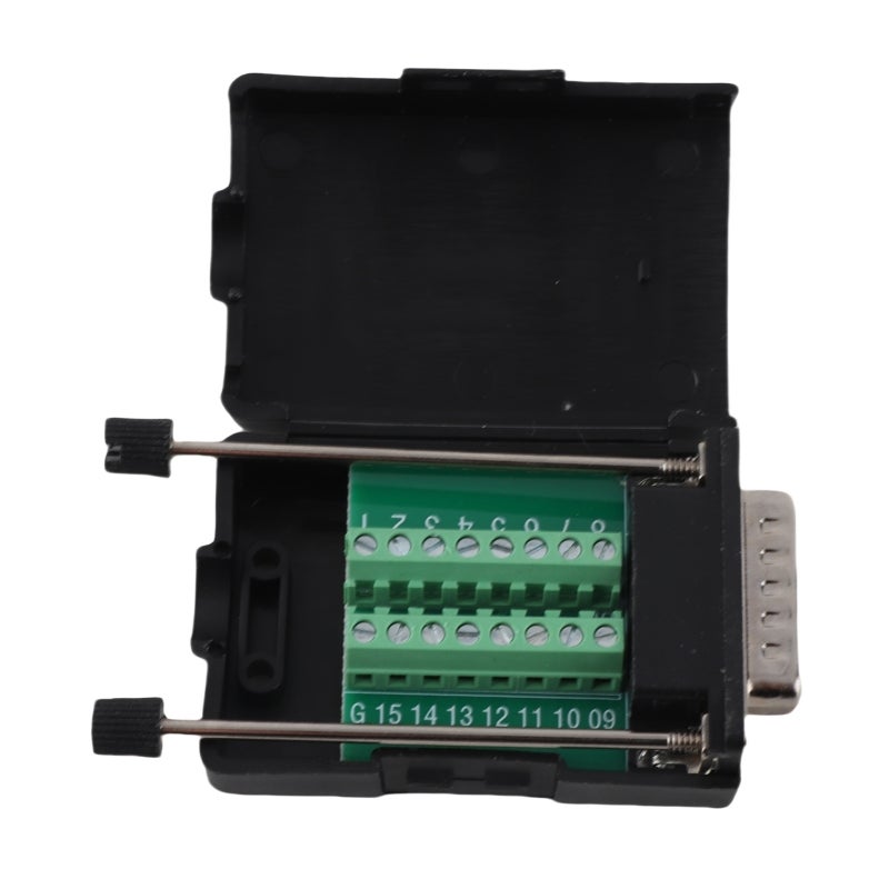 DB15 Connector 15 Pin Male Solderless Brass Nickel Plated Breakout Board - PP Shell for 19AWG Wire - Image 1