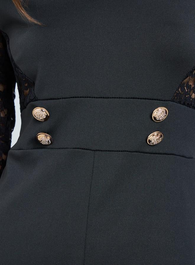 تايك تو جمبسوت واسع بأكمام دانتيل أسود - Image 3